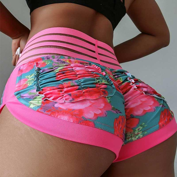New Sexy Slim Shorts Women Floral Yoga Shorts High Waist Fitness Short  Leggings Gym Tights Summer Casual Sports Shorts For Women Workout Athletic  Shorts