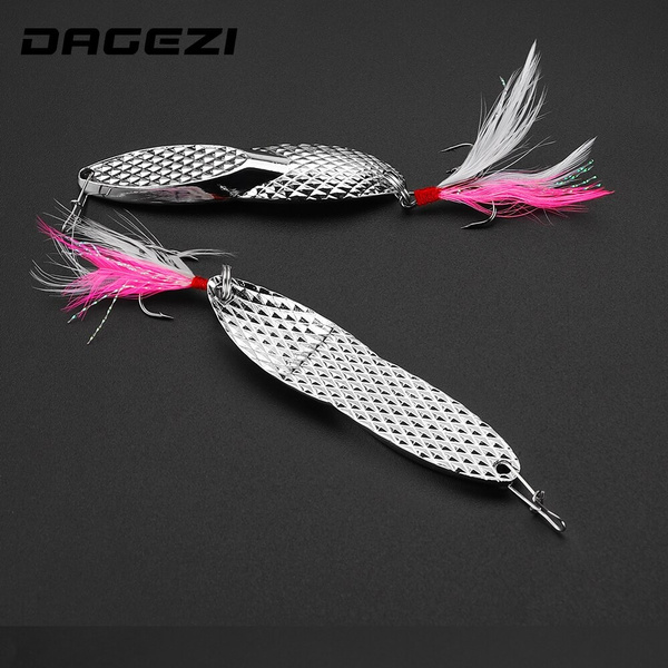 Metal Spoon Fishing Lure 19g Silver Sequins Hard Baits For Bass Fishing  Tackle With Feather Treble Hook Pesca
