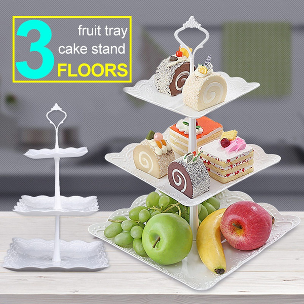 European Diy 3 Layer Cake Rack Fruit Holder Dinner Plate Tiers Cupcake Stand Wedding Birthday Party Table Display Decoration Wish - Diy 3 Tier Cake Stand