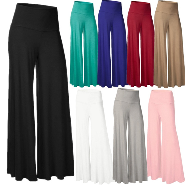 2019 Women's New Fashion Casual Pants Solid Color Wide Leg Pants | Wish
