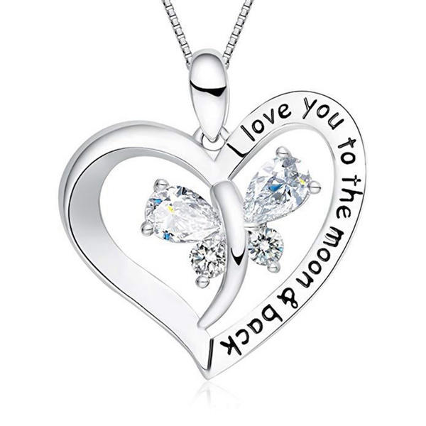 925 Sterling Silver Women S Fashion I Love You To The Moon And Back Love Heart Diamond Rainbow Crystal Dragonfly Pendant Necklace Jewelry Gifts Wish 925 Sterling Silver Women S Fashion I Love You To The Moon And Back Love Heart Diamond Rainbow Crystal Dragonfly Pendant Necklace Jewelry Gifts Wish