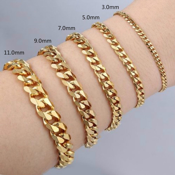 Details about   14mm 18K Gold Cool Stainless Steel Men's Miami Curb Cuban Chain Bracelet 7"-11" 