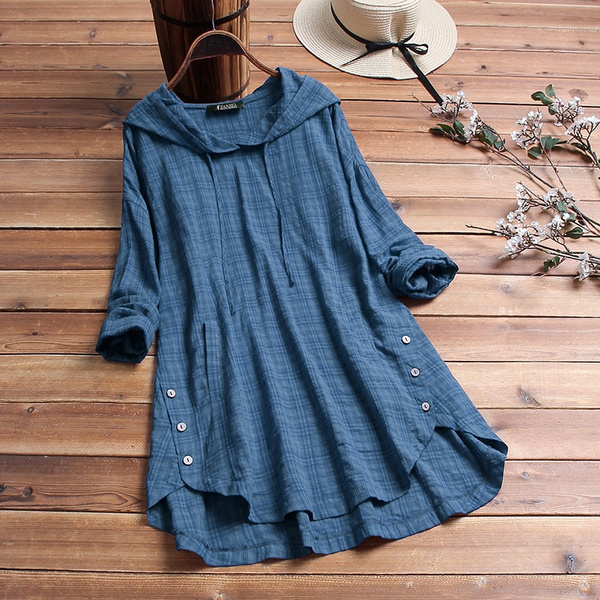 ZANZEA Casual Loose Blouse Women Hooded 