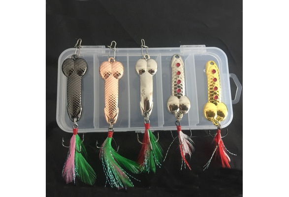 5Pcs/Lot Funny Hard VIB Metal Fish Lures Spoon Lure W/ Feather Bait Hook  Fishing Tackle