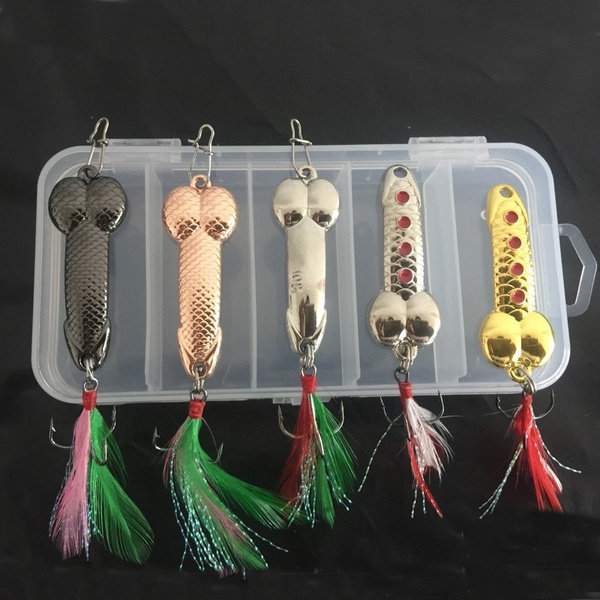 5Pcs/Lot Funny Hard VIB Metal Fish Lures Spoon Lure W/ Feather