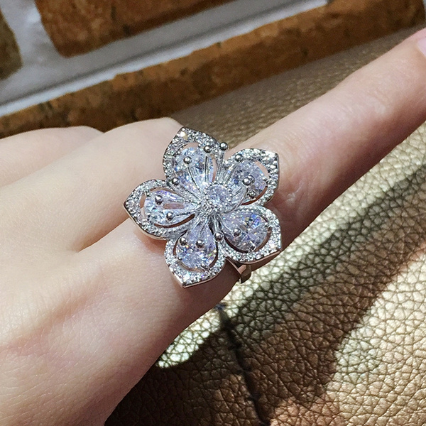 diamond flower promise ring