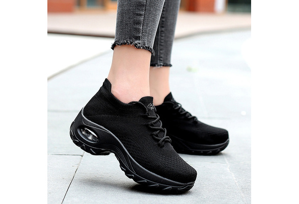 Swing Platform Toning Fitness Casual Walking Shoes Wedge Sneaker Women Boys and Girls Happily Smile On School Bus
