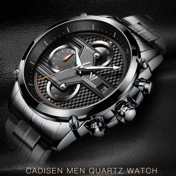 CADISEN Watch Men Sport Casual Quartz Stainless Steel Waterproof