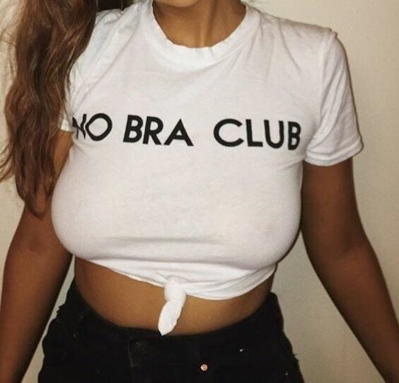 No Bra Club Women T Shirt Sexy Feministe T-shirt Women Tops & Tees Harajuku  Streetwear Tshirt