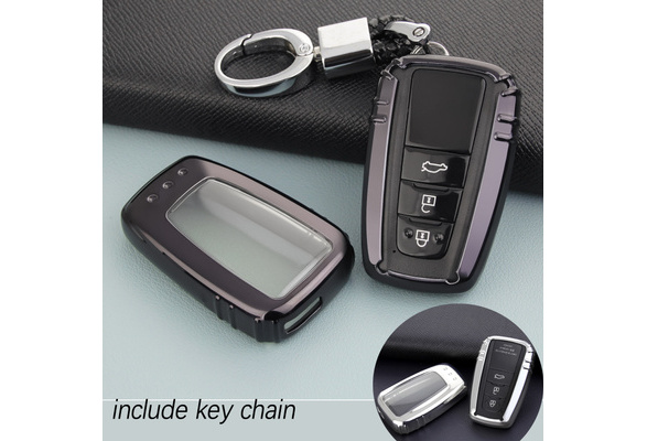 Flip Key Fob Chain Full Cover Case For Toyota C-HR Corolla RAV4 Camry Silver