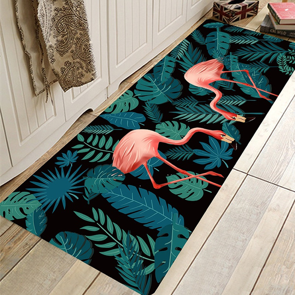 Tropical Leaf Flamingo Toucan Pineapple Kitchen Bathroom Door Mat Rugs 24x16" 
