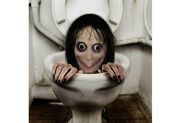 Scary Momo Games Latex Mask Long Hair Adult Halloween Costume Party Props PN