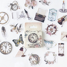 Clock, Journal, Vintage, Stickers