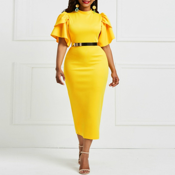 canary yellow plus size dresses