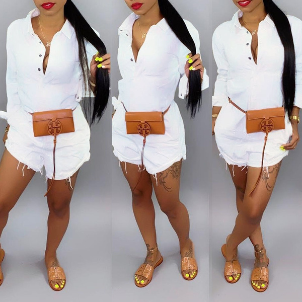 white jean romper