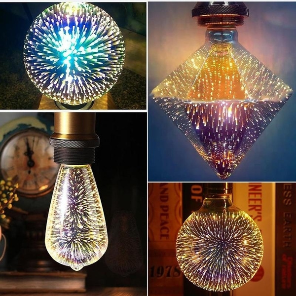 3D Fireworks E27 G80/G95/G125 LED Vintage Edison Fairy Lighting Bulb Lamp liss 