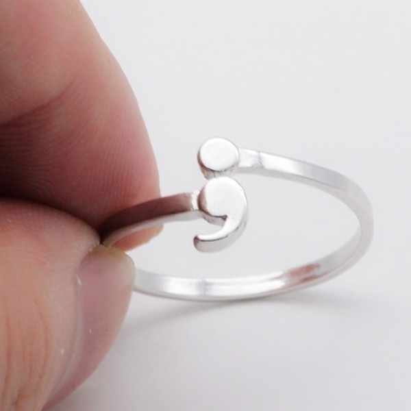 Sterling silver deals semicolon ring