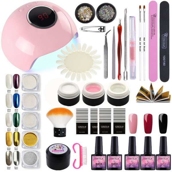 Nail Art Kit Foundation Gel Nail Polish Nail Glitter Dip Powder 24w Uv Led Nail Lamp Dryer Uv Builder Extension Gel Nail Tips Wish