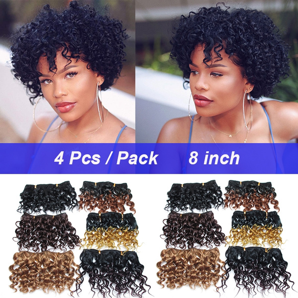 ombre synthetic weave 8" short jerry curl curly hair bundles hair  extensions for african american women 100g 4pcs/lot  wish