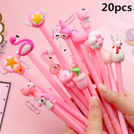 20/10 Pcs Set Kawaii Unicorn Flamingo Gel Pen Cartoon Cute pens