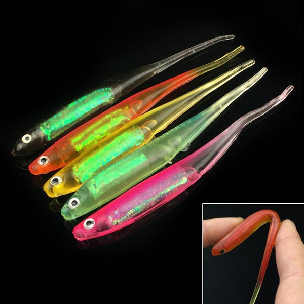 5pcs/lot Rainbow Needle Tail Soft Bait Built-in Aluminum Foil Fishing Lures  10cm 3g Fishing Tackle