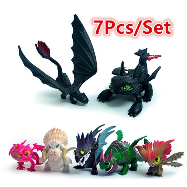 7pcs/set How To Train Your Dragon 3 Toothless Light Fury Model Action ...