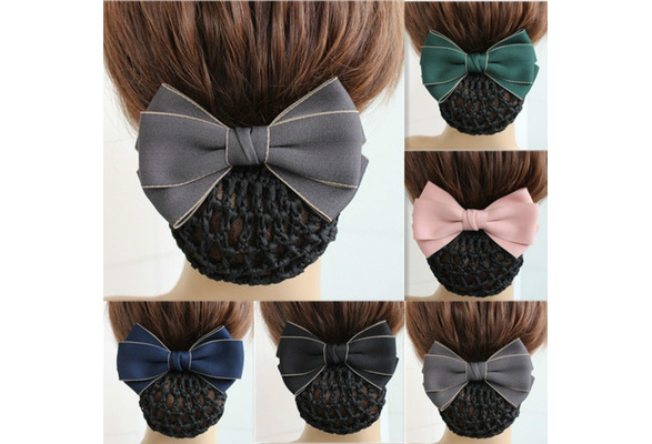 Bow Barrette Lady Hair Clip Cover Bowknot Bun Snood Women Hair Accessories HGBJ