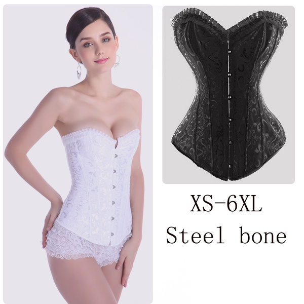 Womens floral black lace best sale trim corset