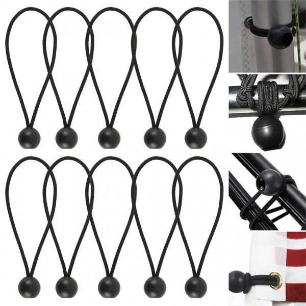10pcs Black Elastic Tarpaulin Bungee Balls Cord Canopy Tarp Tie Down Loop Cords Wish