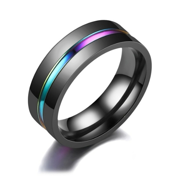 Nuevo Anillo De Titanio Multicolor De 8 Mm Para Hombres Con Nuevo Anillo De Titanio Multicolor De 8 Mm Para Hombres Con