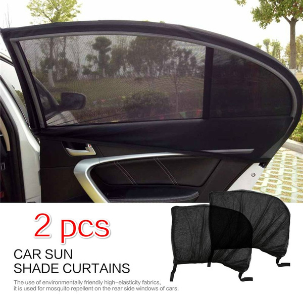 2Pcs Car Side Rear Window Sun Shade Mosquito Proof UV Protection Mesh CurtainKS