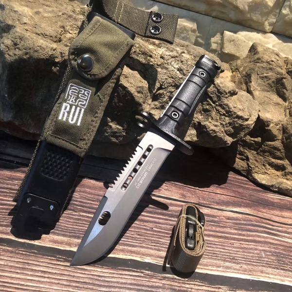 12Military Hunting Tactical Fixed Blade Combat Knife with Kydex Sheath