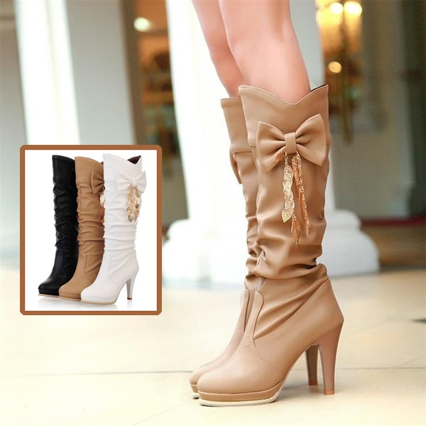 Womens tall boots with on sale heel