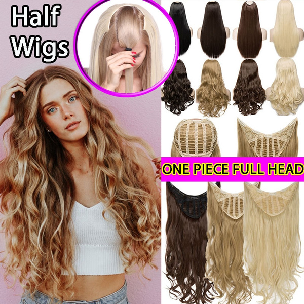 Straight Curly Clip In on Hair Extensions Clip In One Piece Half Head  Hairpieces
