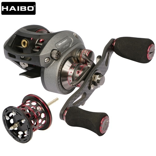 Haibo Smart 50/51 HMCS 150/151 MCS 200/201 MCD Double Brake High Speed  Baitcasting Fishing Reel with 1 Spare Spool