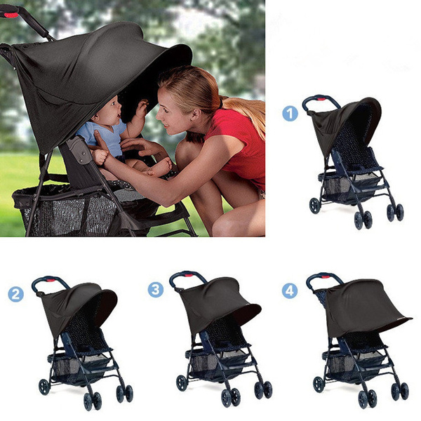 stroller with large sun canopy