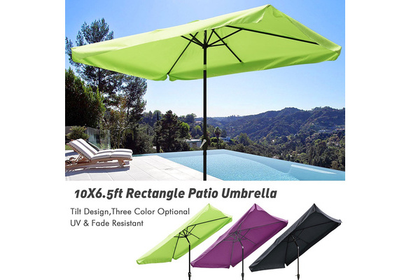 Andyes 10x6 5ft Patio Umbrella 6 Ribs Market Table Umbrella Tilt W Crank Outdoor Rectangular Sunshade Cover 3 Color Opt Wish