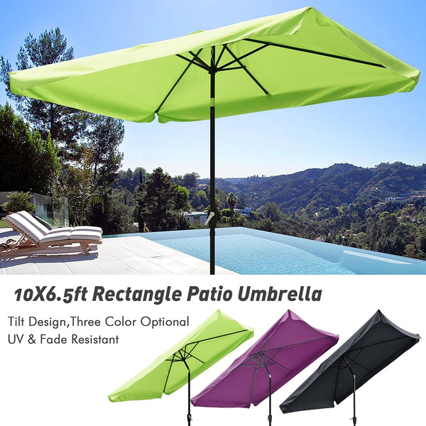 Andyes 10x6 5ft Patio Umbrella 6 Ribs Market Table Umbrella Tilt W Crank Outdoor Rectangular Sunshade Cover 3 Color Opt Wish