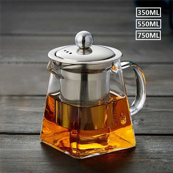 Heat Resistant Clear Glass Teapot With Infuser Coffee Tea Leaf Herbal Pot Gift 