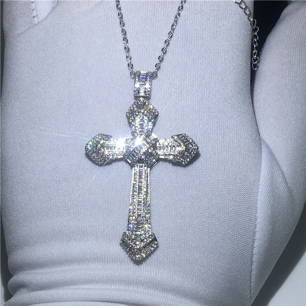 diamond cross necklace big