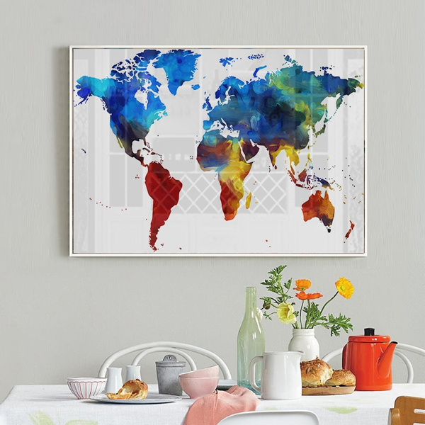 Pastel World Map Art: Canvas Prints, Frames & Posters