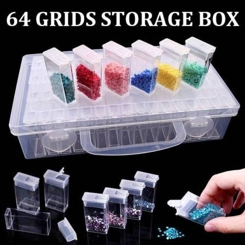 64 Slots Bottles Diamond Painting Storage Box Plastic Rhinestone Holder