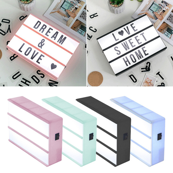 A6 Size LED Combination Night Light Box Lamp DIY Black Letters