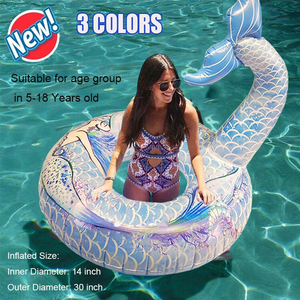 Inflatable Mermaid Pool Float for Adults Pool Float Swimming Ring Pool Float Inner Tube Outdoor Beach Party Play Pool Water Fun Toy for Adults