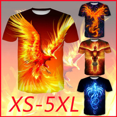 Summer Men Casual  3D Printed Fire Phoenix&bird T Shirt Unisex Short Sleeves Tops t shirt