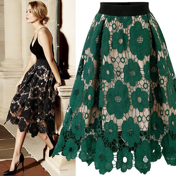 Patterned skirt shop knee length