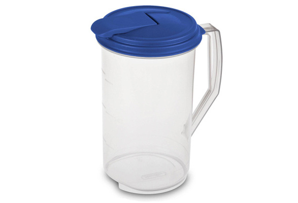 Sterilite 2 Qt Clear Plastic Drink Pitcher with Leak Proof Lid, Blue (18  Pack) 