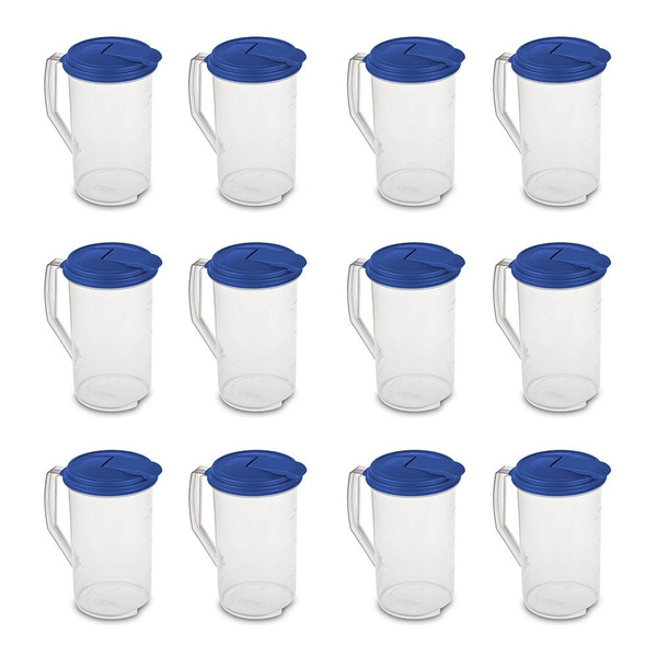 Sterilite Corporation Sterilite 2 Qt Clear Plastic Drink Pitcher with Leak  Proof Lid, Blue - 64 Fluid Oz. - Dishwasher Safe - Ideal for Picnics and  Events (12 Pack) in the Drinkware department at
