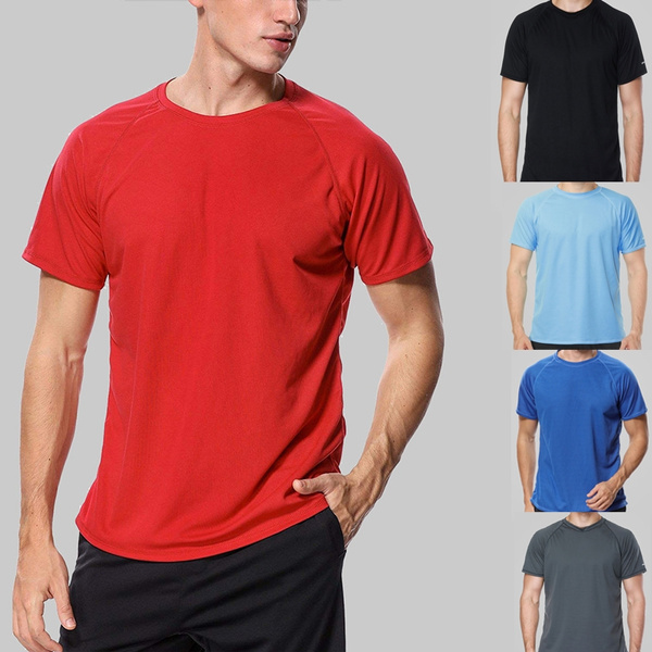 Men Rashguard Dry-Fit Shirts Men Solid Color Shirt UV-Protection