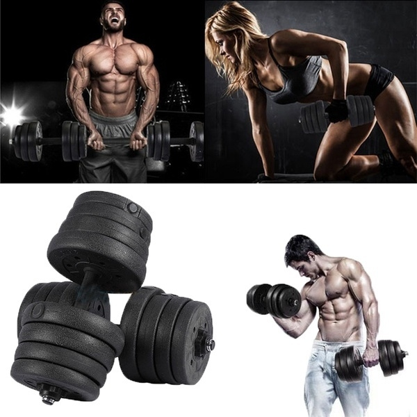 Dumbbell Set Weights Training Exercise Fitness Cast Iron Biceps Gym Workout 
